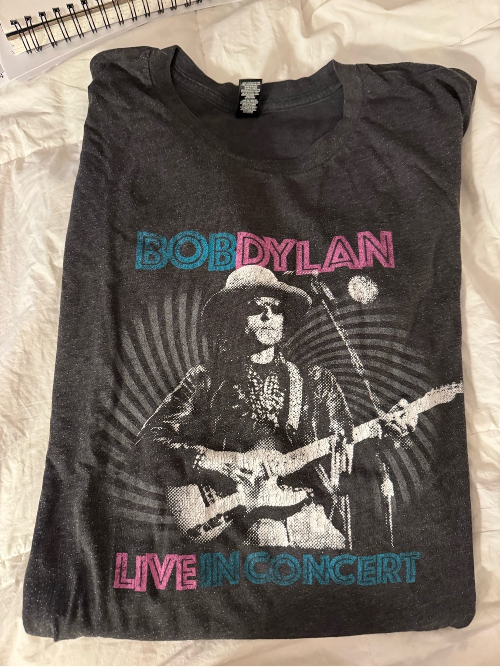 Staple Black Bob Dylan Live In Concert Graphic Tee with Blue & Pink Print